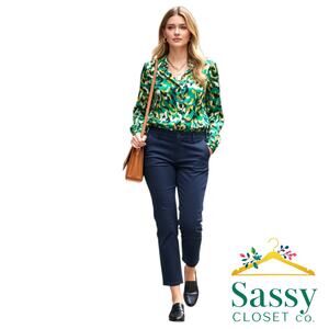Talbots Signature Navy Cotton Rayon Spandex Stretch tailored Office Pants 12